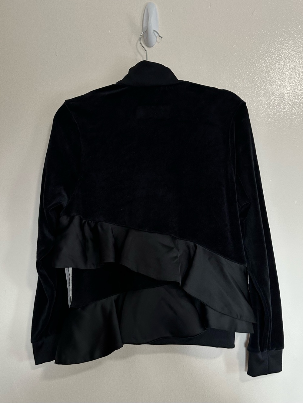 adidas Black Ruffled Track Jacket with White Stripes - Picture 3 of 10